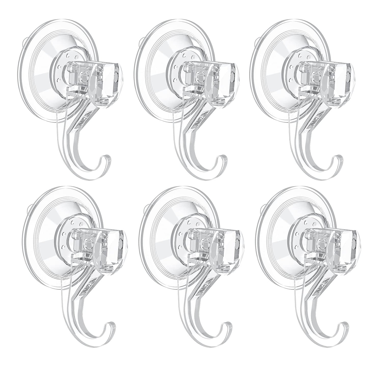 Ganchos de Ventosa VIS'V Transparentes Resistentes y Reutilizables en Set de 6 Unidades