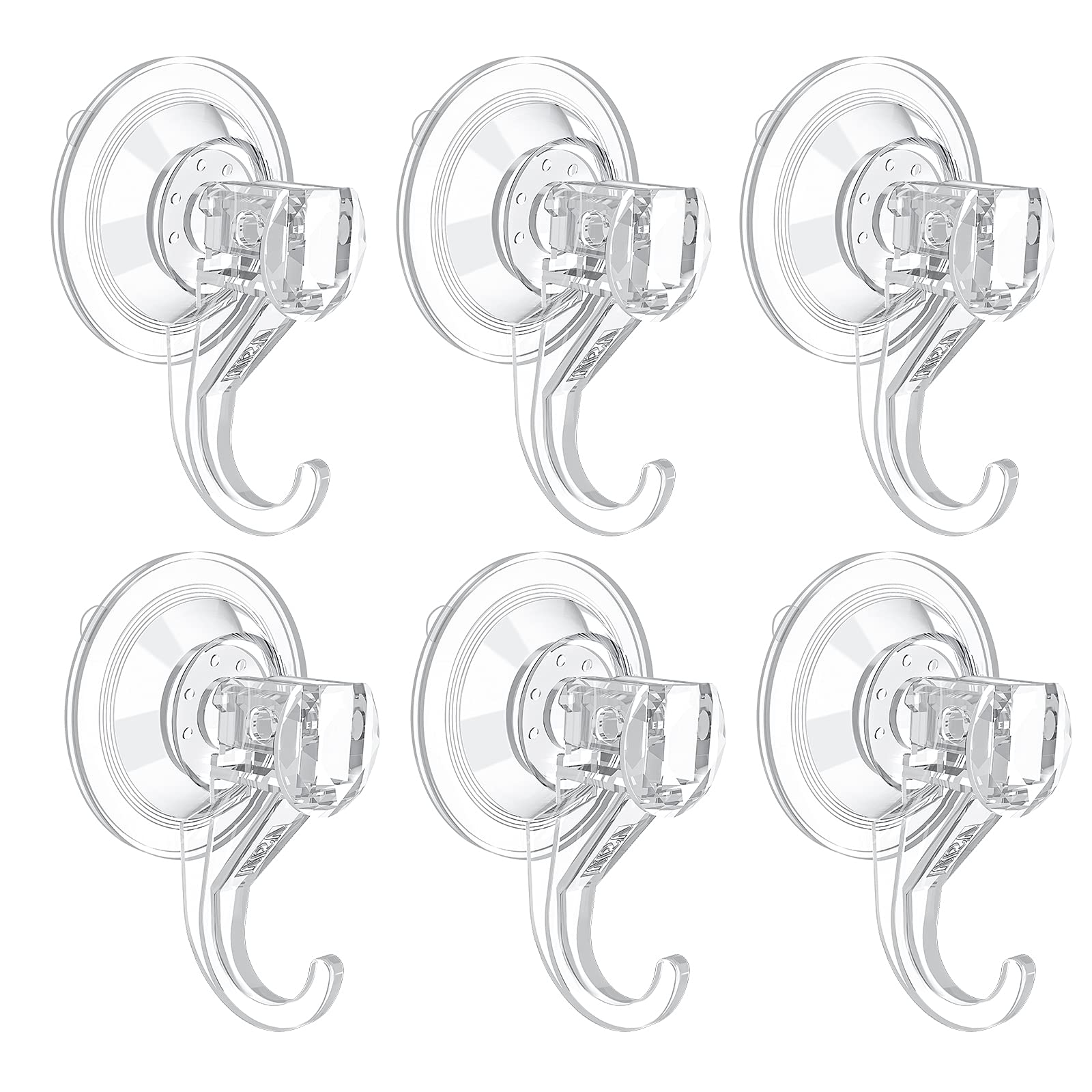 Ganchos de Ventosa VIS'V Transparentes Resistentes y Reutilizables en Set de 6 Unidades