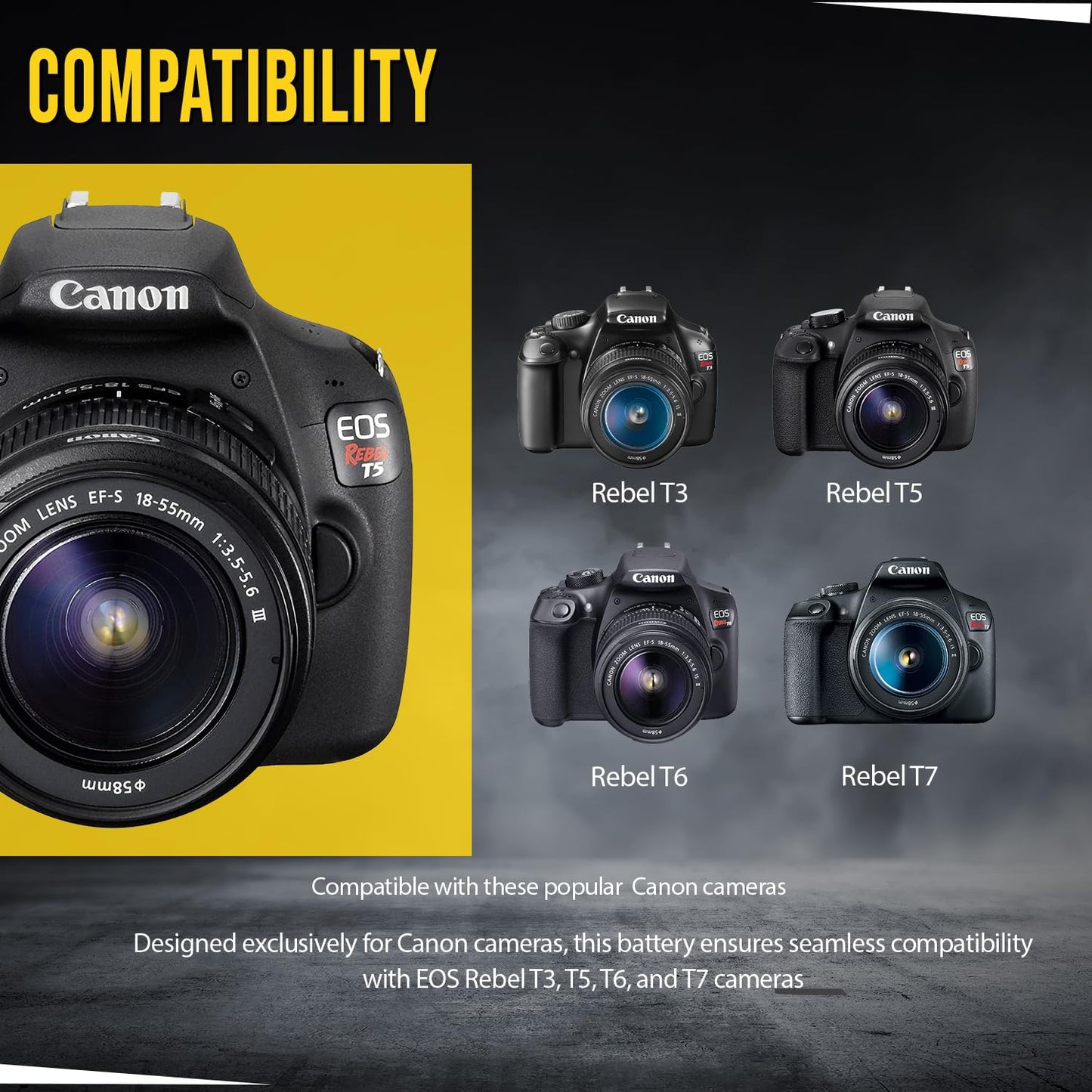 BM Premium 2-Pack de LP-E10 baterías para Canon EOS Rebel T3, T5, T6, Kiss X50, Kiss X70, EOS 1100d, EOS 1200d, EOS 1300d cámara Digital