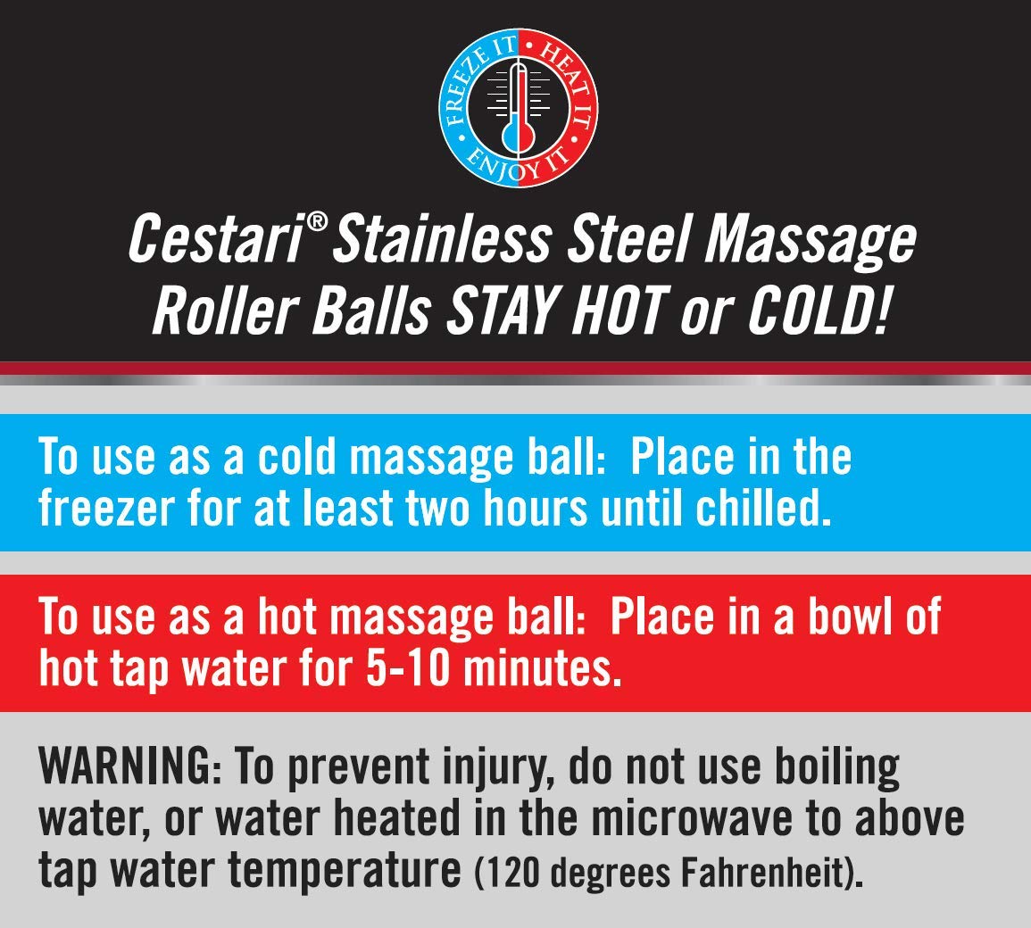 Cryosphere Massage Ball Hot Cold Roller Ball - Fast Muscle Pain Relief - Stainless Steel Balls for Heat or Ice Therapy - Feet Pain - Plantar Fasciitis- Back Ache - Foot Massager - 60 mm Ice Roller