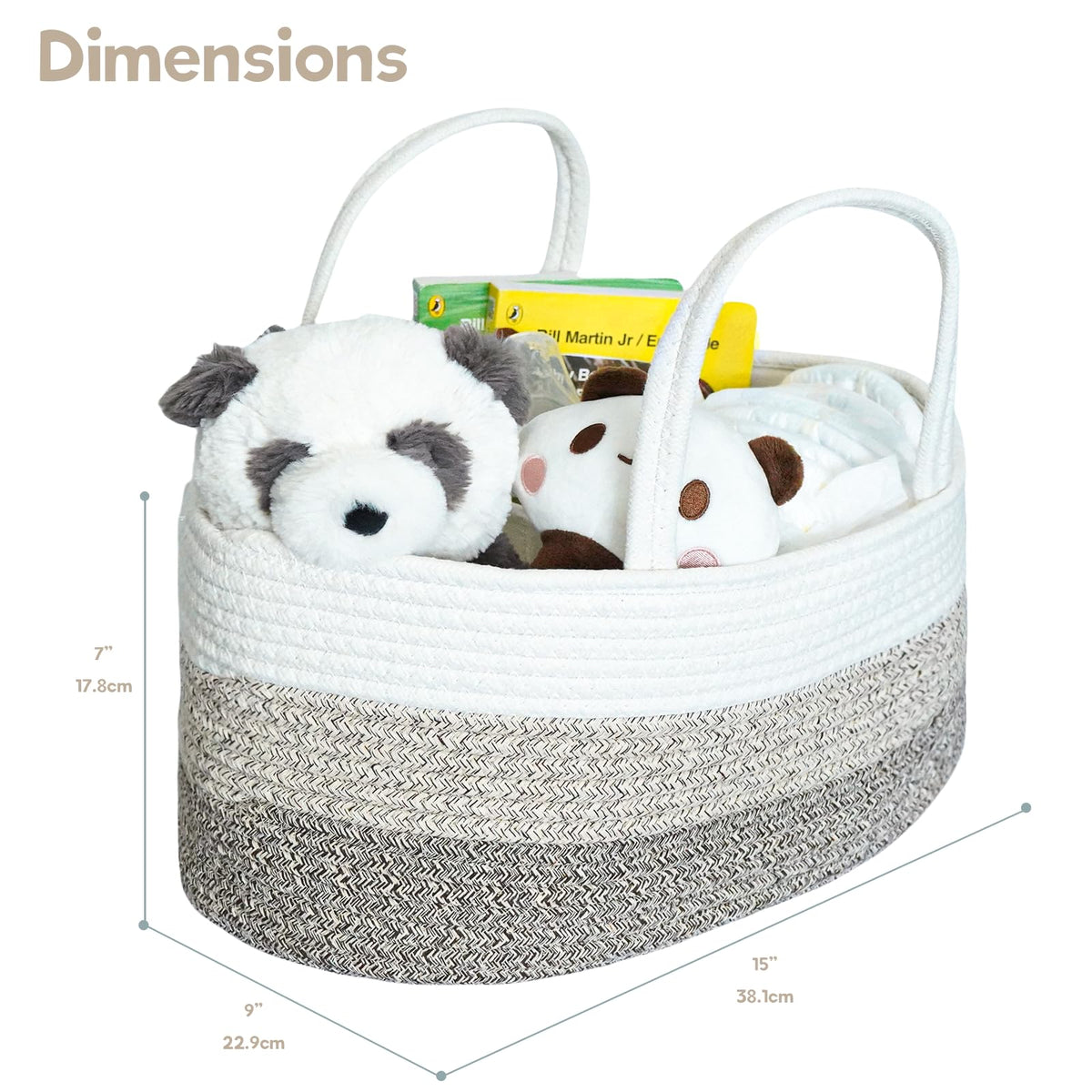 Organizador de pañales para bebé, cesta de pañales grande de cuerda de algodón, organizador de cambiador, bolsa portátil con divisor, almacenamiento de coche, regalos de baby shower para niñas recién