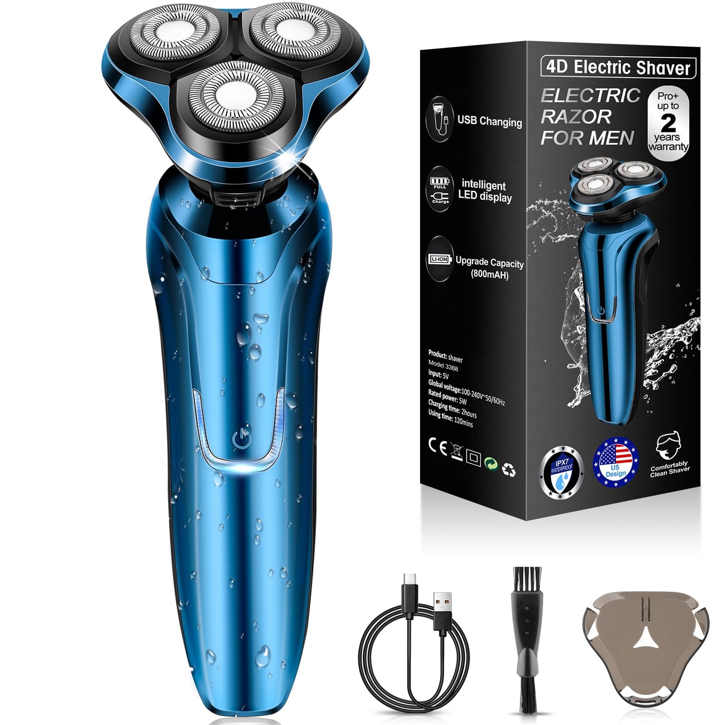 Handsomeface Electric Razor for Men Shavers Face Man Dry Wet Waterproof Rotary Shaver Cordless USB Rechargeable Gift Husband Dad Shaving Machine 30.15, 0.4-Dark Green