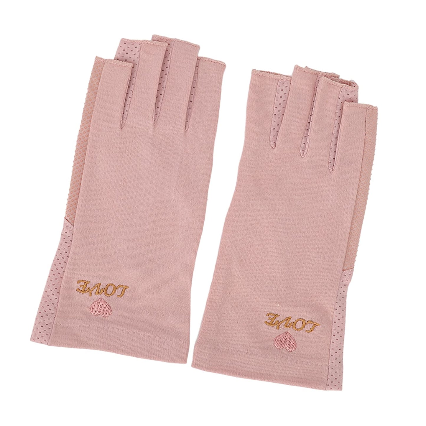 Guante de Protección UV, de Lámpara de Uñas de Algodón de Fibra sin Dedos Transpirables sin Dedos Anti UV Proteger los de Manicura Manicure Nail Art Dryer(gris rosa claro)