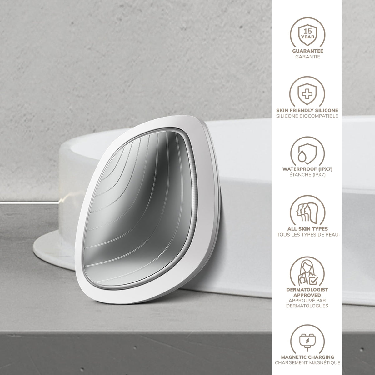 GESKE | SmartAppGuided™ Sonic Warm & Cool Mask | 9 en 1 | Máscara facial LED de belleza | Espectro LED completo y terapia de luz roja | Calor/frío | Mayor absorción de productosl | masajeador facial