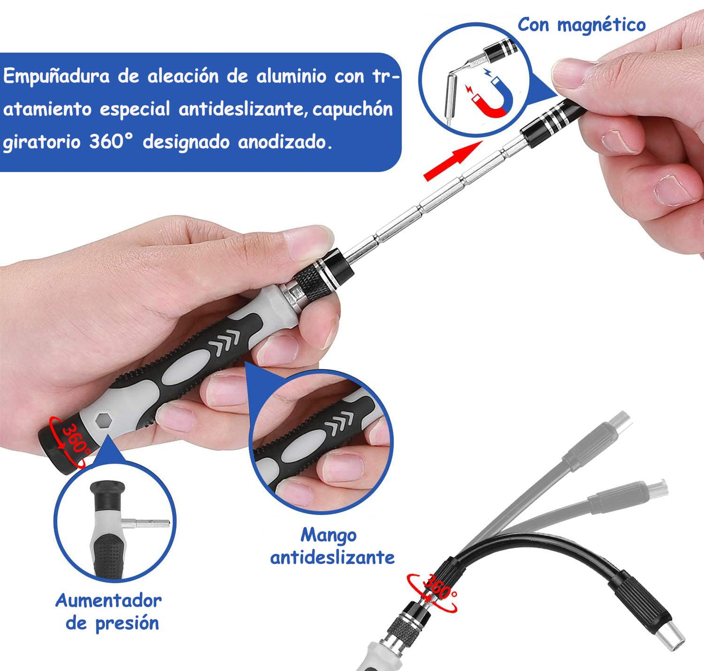 Juego de Destornilladores Bricolaje Profesional Magnético 115 en 1 de Precisión