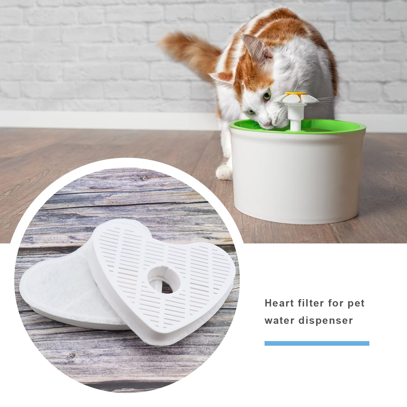 Filtros de Fuente de Agua para Mascotas Compatibles con Fuentes en Forma de Corazón de Flores