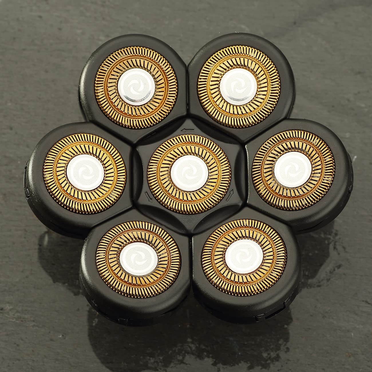 FOXSONIC Cabezales de repuesto para afeitadora de cabeza de 7 cuchillas para Freedom Grooming 7 cabezales de afeitadora de cabeza calva afeitadora de barba eléctrica (dorado + negro)