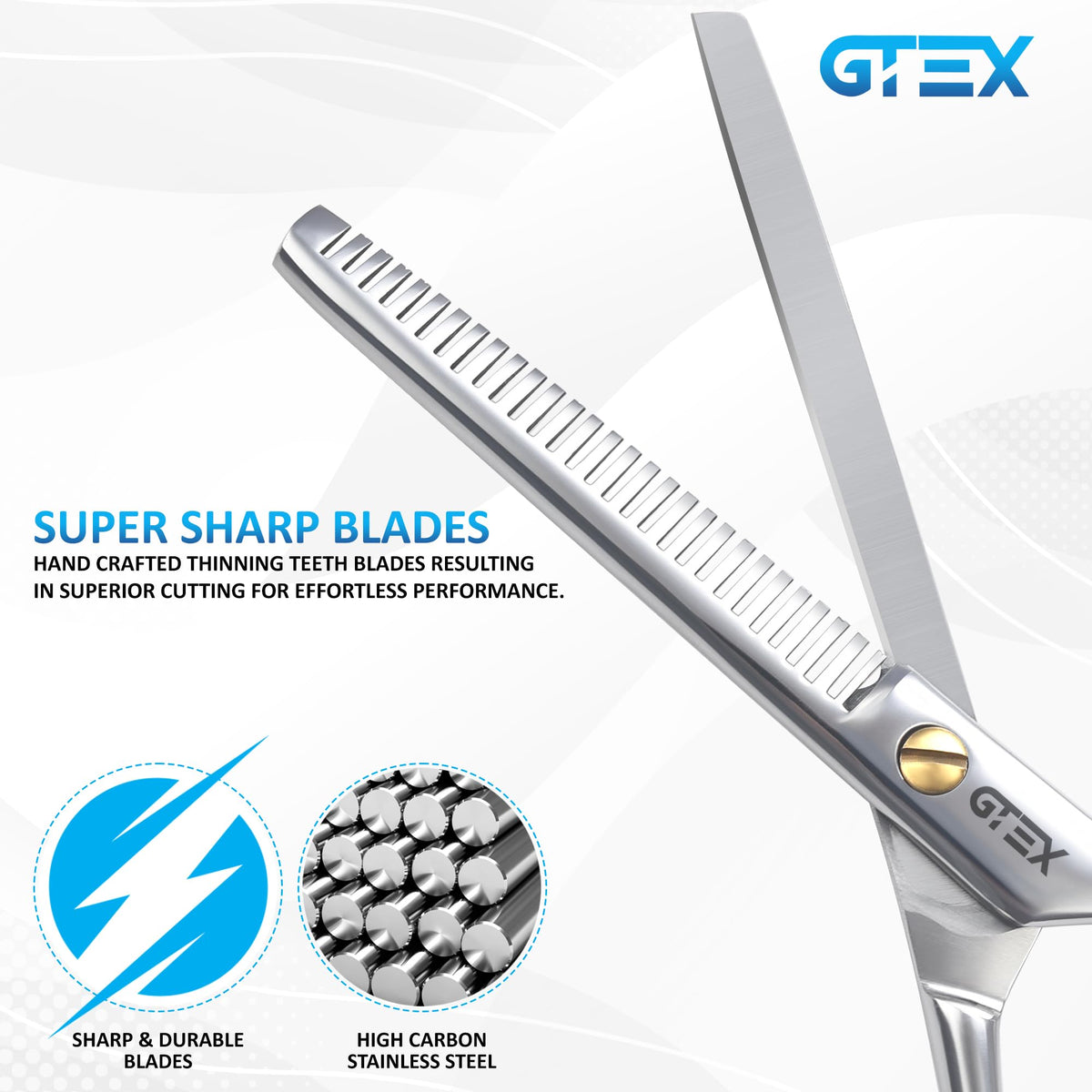 GTEX Tijeras de adelgazamiento para peluquería, tijeras profesionales para adelgazar el cabello, tijeras de corte de pelo de 6,5 pulgadas, tijeras de adelgazamiento para el cabello para hombres
