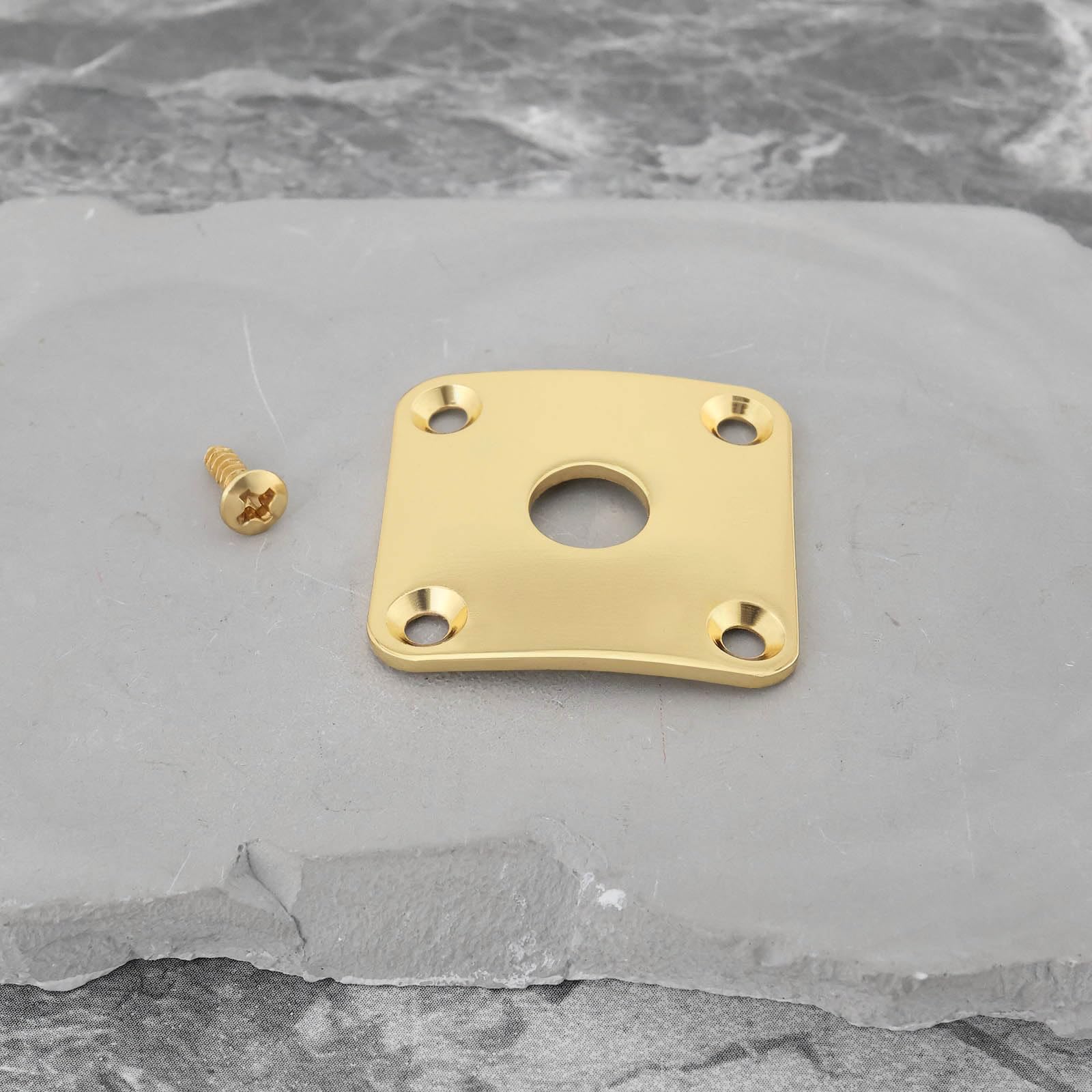 YINETTECH - Cubierta de enchufe de guitarra eléctrica cuadrada de chapa de metal de 35 x 35 mm, apertura de 10 mm, con tornillos compatibles con Gibson Les Paul se adapta a Jack Gold de 1/4 pulgadas