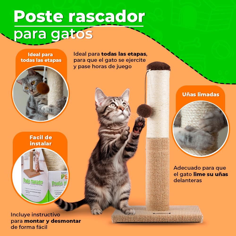 Poste Rascador Fancy Pets Natural 55 cm para Gato