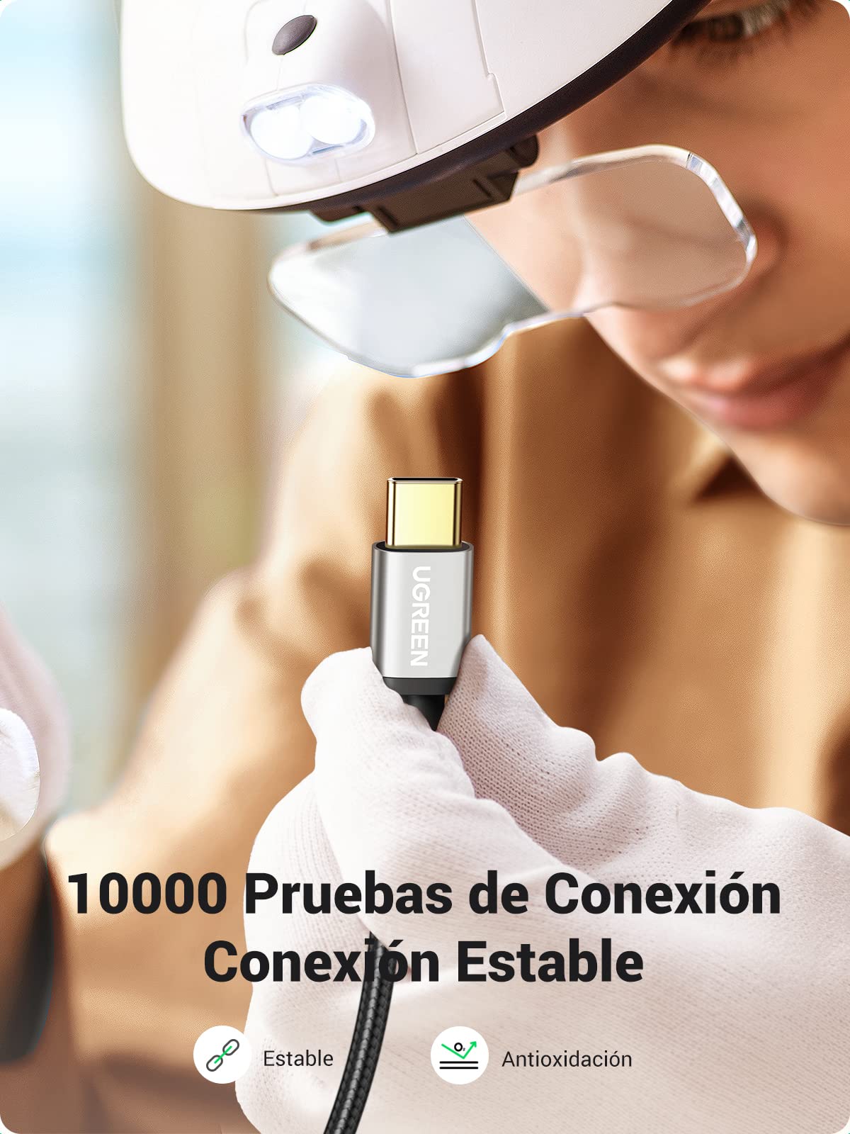 Cable USB C UGREEN 3M Negro Nylon Trenzado Carga Rápida