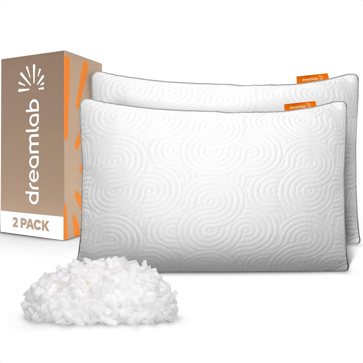 Almohadas Dreamlab Bambú Ajustables Memory Foam Hipoalergénicas 2 Piezas Estándar Firmeza Media