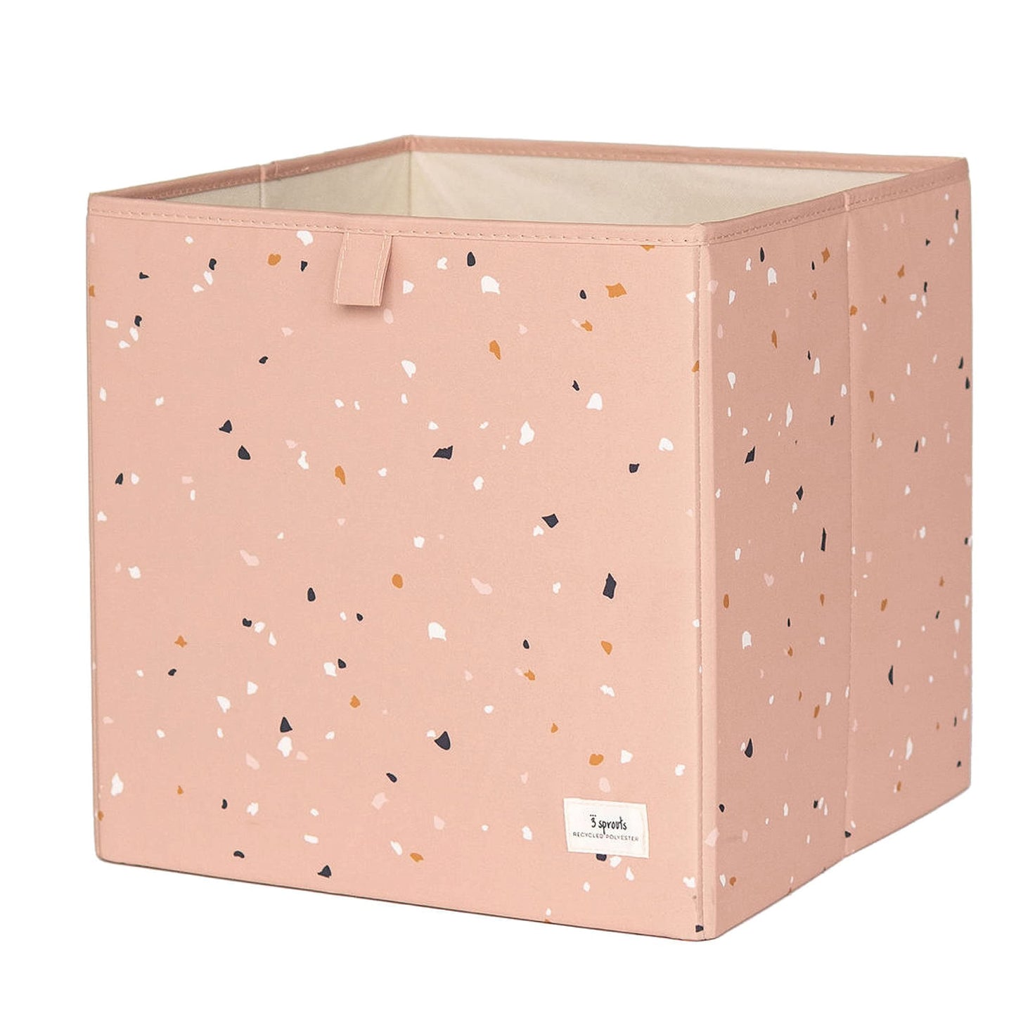 cubeta de almacenamiento de tela reciclada de 3 brotes – Organizador plegable de 13 pulgadas para sistemas de estanterías de cubos, cubos para niños, arcilla de terrazo