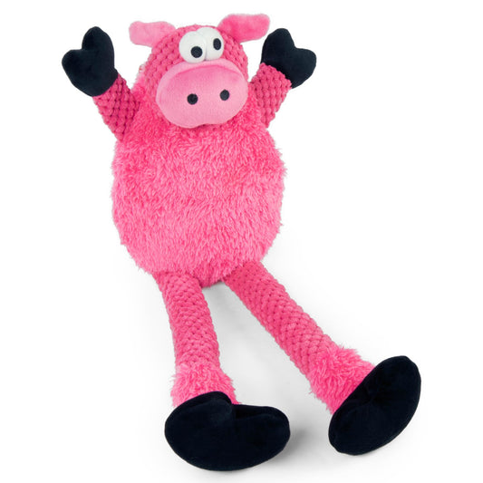 goDog Checkers Skinny Pig - Juguete de Peluche chirriante para Perro, tecnología Chew Guard, Color Rosa, Grande