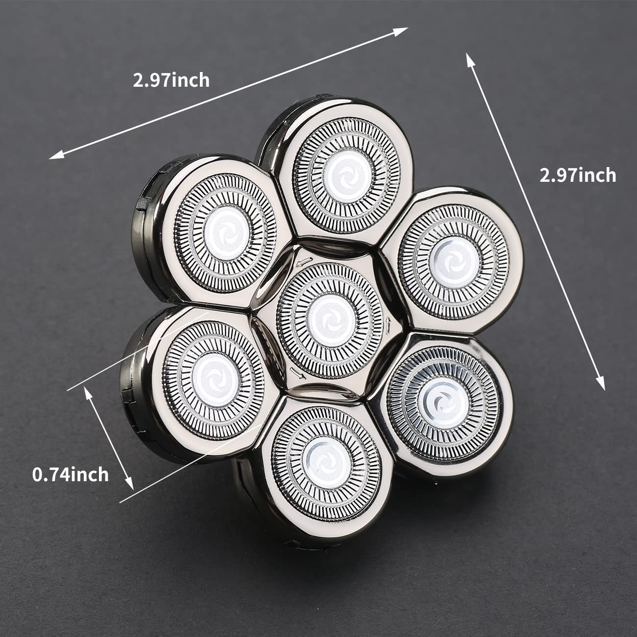 Cabezales de repuesto para afeitadora eléctrica de 7 cuchillas, cabeza de cuchilla de repuesto universal para hombres (plateado 7D)