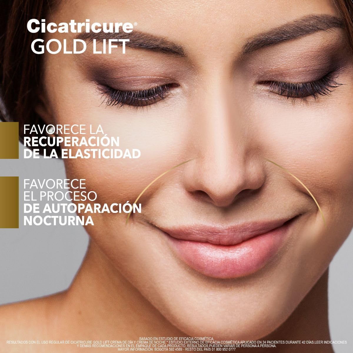 CICATRICURE - GOLD LIFT Crema de Noche. Reduce arrugas gravitacionales, mejora la elasticidad y producción de colágeno, con calcio, silicio y péptidos con oro, tarro con 50g