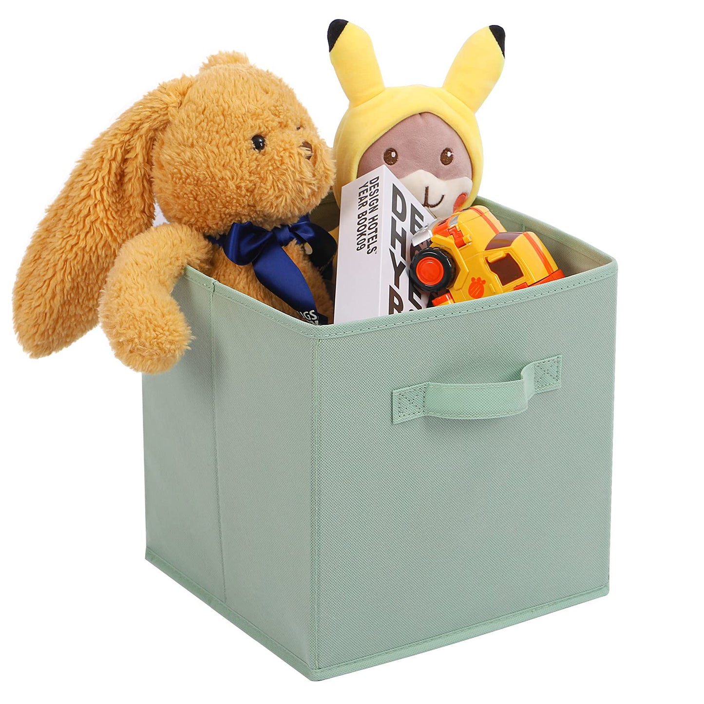 Cubos de tela para almacenamiento de 13 x 13 x 13 pulgadas, paquete de 6, divertidos cubos de almacenamiento de colores con asas, los niños,cian, verde, amarillo