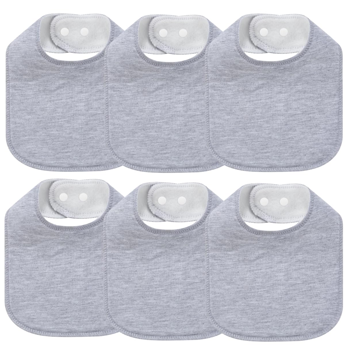 lazyrhino - Paquete de 8 baberos unisex ajustables con broches de presión ultra suaves y absorbentes para la dentición para niños y niñas (gris, paquete de 6)