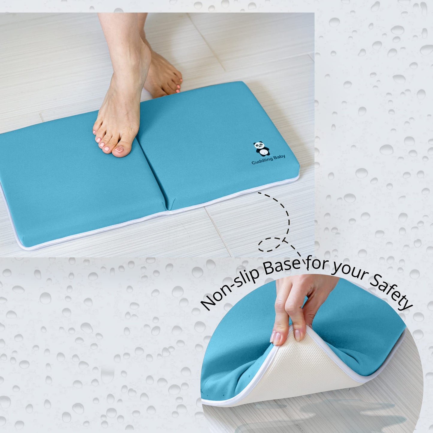Cuddling - Juego de 2 alfombrillas de baño para bebé de alta calidad, almohadilla antideslizante para rodillas con bolsillos de almacenamiento, lavable a máquina, paquete de almohadillas para orejas