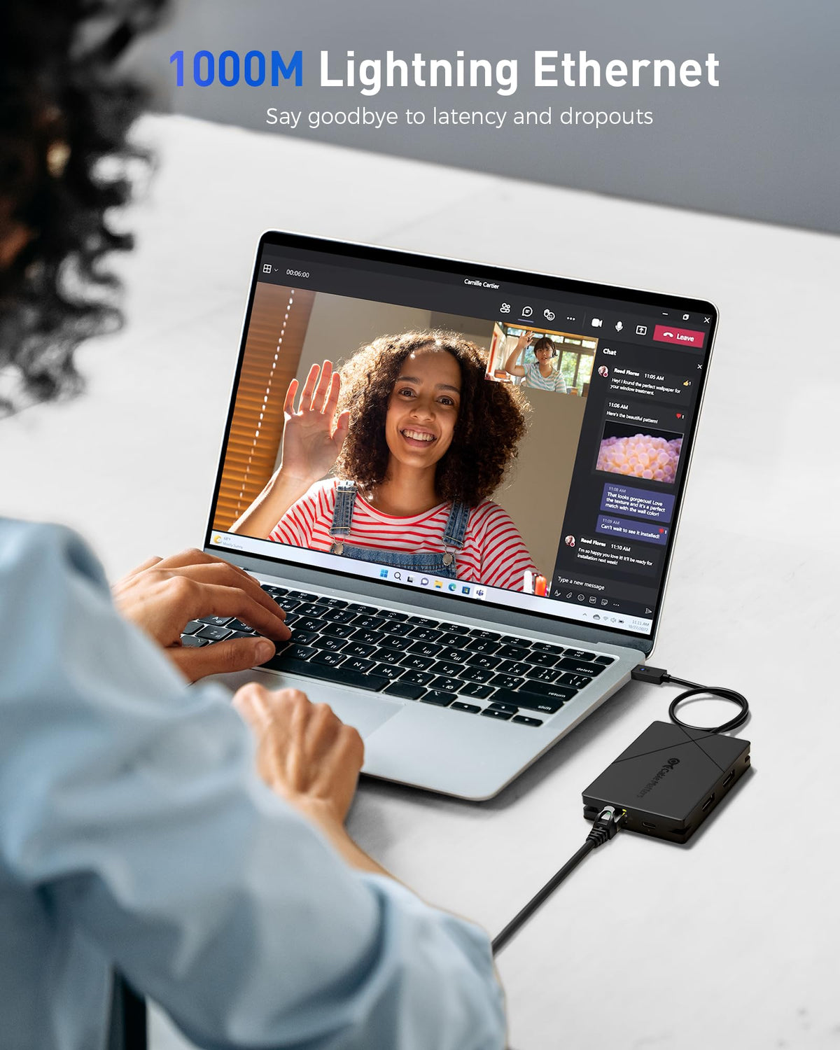 Hub USB 4 Portátil Cable Matters Azul 7 en 1 de 40 Gbps con Pantallas Dual 4K para Microsoft Surface