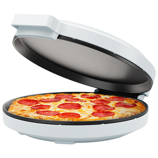 Chefman Everything Maker & Pizza Horno – 1440 W Encimera eléctrica Pizza con platos antiadherentes de 12 pulgadas, hacer pizza, quesadillas, tortillas y más, con luces indicadoras y almacenamiento