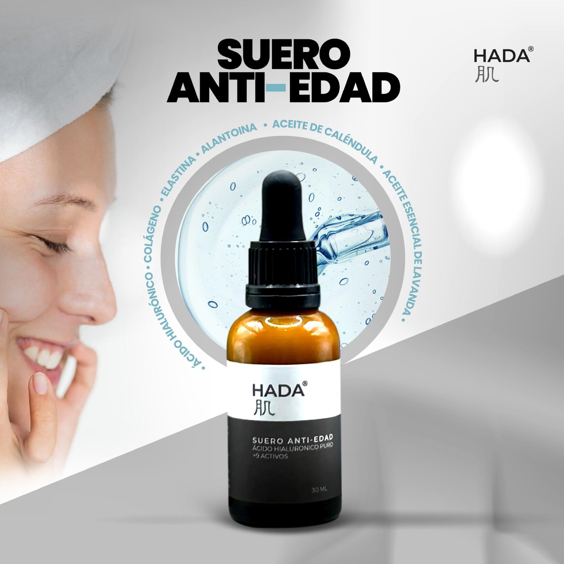 HADA, Suero Anti-Edad, Hidratación Profunda. Ácido Hialurónico Puro + 9 Activos. (30ml.) (1 Unidad) (1 Unidad,)