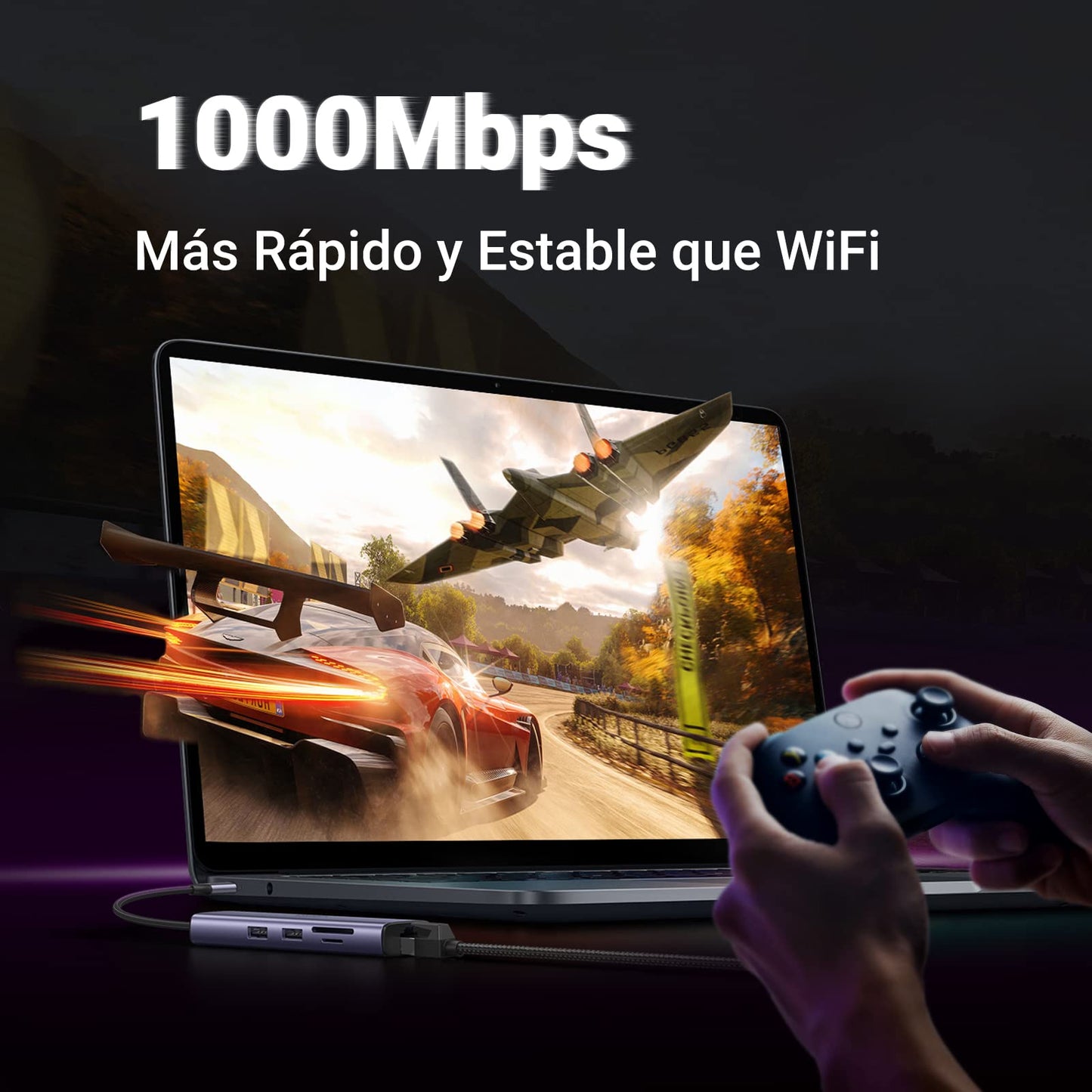 Hub USB C UGREEN Plata 7 en 1 Adaptador a HDMI 4K 60Hz Gigabit Ethernet Carga 100W Lector de Tarjetas SD TF 2 USB 3.0 Compatible con MacBook Pro iPad DELL Switch Steam Deck