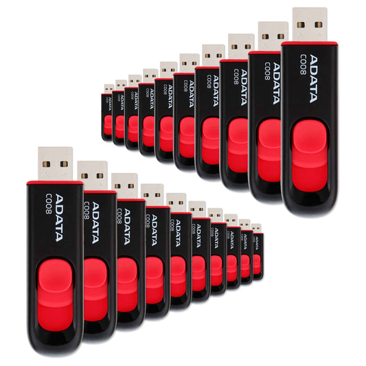 Kit Unidad Flash USB ADATA Negro Rojo 16 GB 20 Piezas Deslizantes Serie C008
