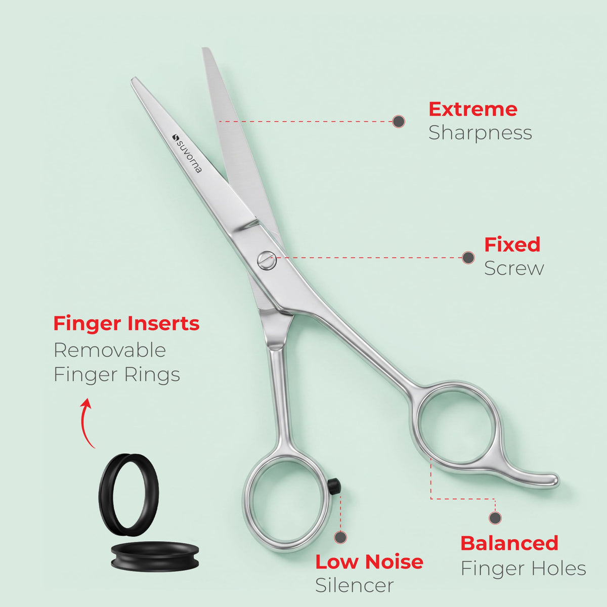 Suvorna Juego de tijeras para cortar y adelgazar el cabello de 6,5 pulgadas para peluqueros y uso doméstico: juego de tijeras de cabello extremadamente afiladas para adelgazar y cortar.