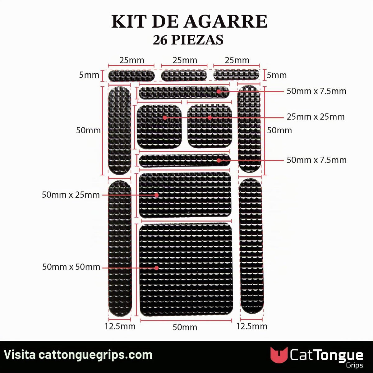 Cinta de Agarre CATTONGUE GRIPS Negra Duradera para Teléfono Celular y Dispositivos de Juego