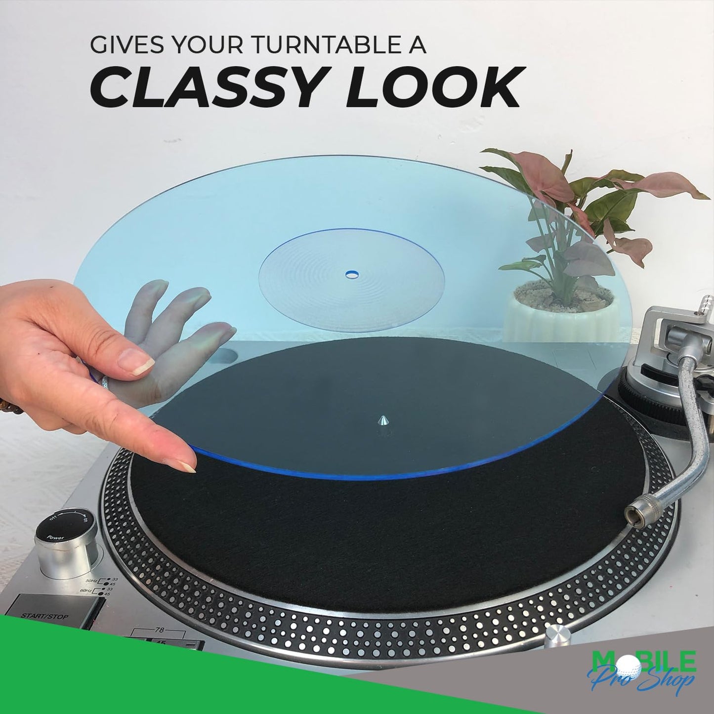 Tapete Giratorio Acrílico Mobile Pro Shop Azul para Tocadiscos Vinilo 12 Pulgadas de Mayor Espesor
