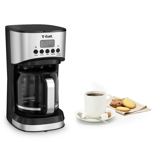 Cafetera de Filtro Permanente T-Fal Grand Café Inoxidable, 14 tazas, Programable, CM771D55