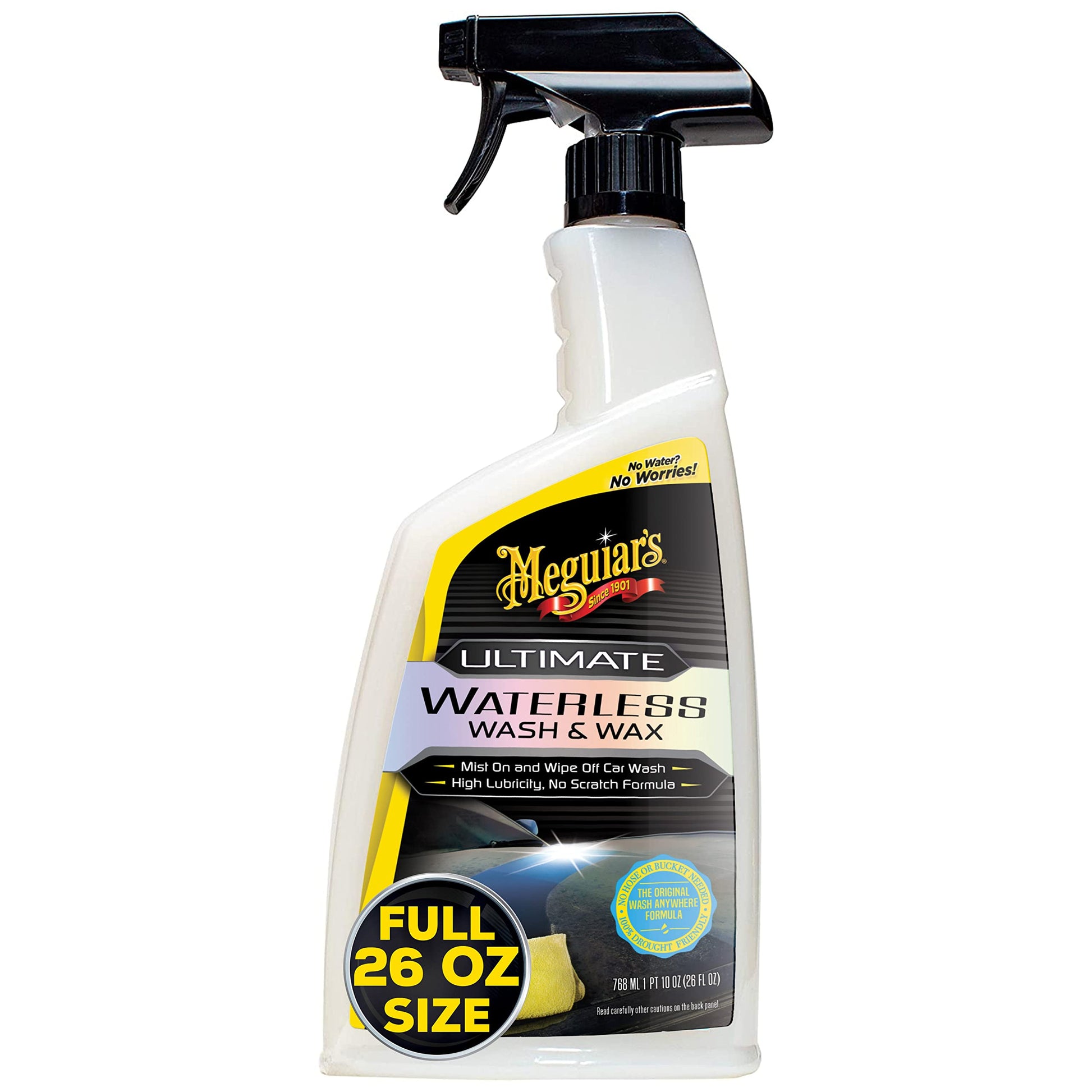 Kit de Lavado y Encerado Instántaneo Meguiar's Wash Wax Anywhere 769 ml Manopla de Microfibra Armor All para Coches Camiones Motocicletas 2 Unidades