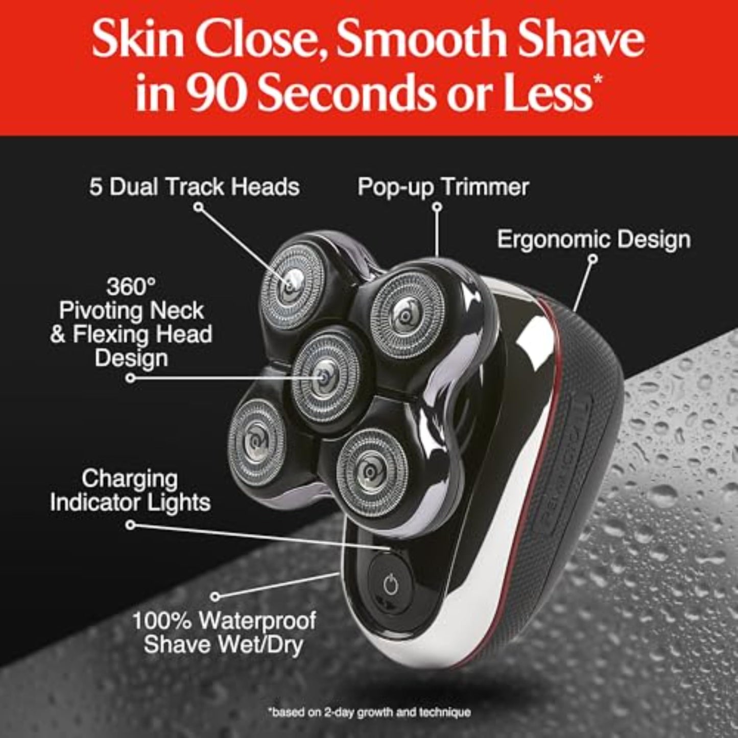 Remington Balder Boss XR7120 - Afeitadora eléctrica impermeable para hombres calvos con 5 cabezales de doble pista, cabezal flexible 360 y recortadora emergente, afeitado húmedo y seco, 60 minutos de