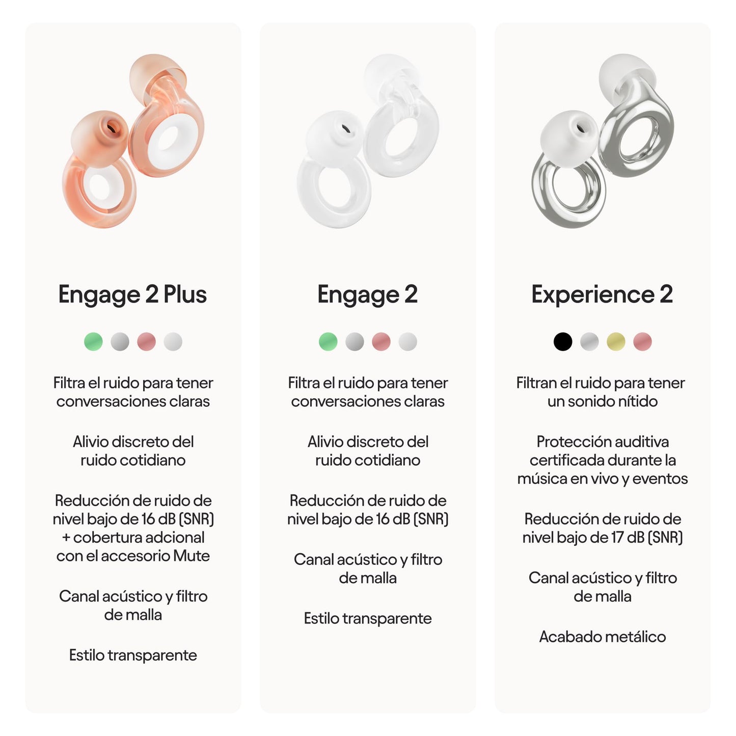 Loop Engage 2 Plus Tapones auditivos – Reducción del ruido cotidiano con voces claras para reuniones sociales, trabajo, conversaciones y para la sensibilidad al ruido – SNR16 dB + accesorio Mute