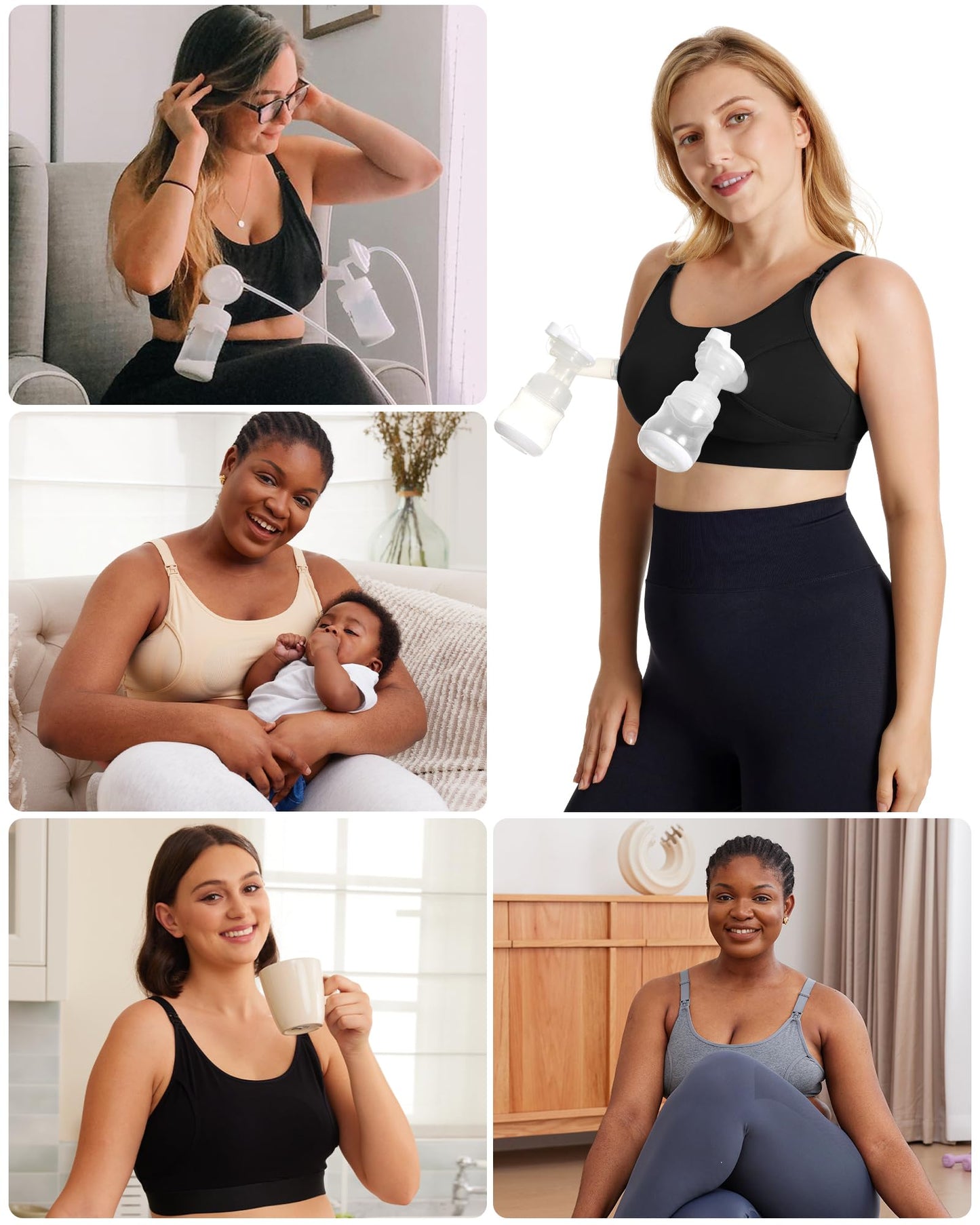 Momcozy Sujetador de Lactancia Manos Libres, Ajustable para Sacaleches, Ideal para Extraer Leche y Amamantar