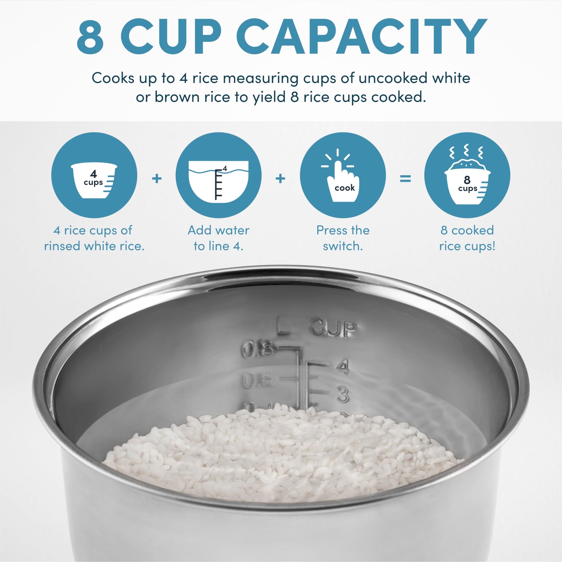 Aroma Housewares Select - Multicocina digital de arroz y grano de acero inoxidable, 4 tazas sin cocer, (ARC-914SBDS)