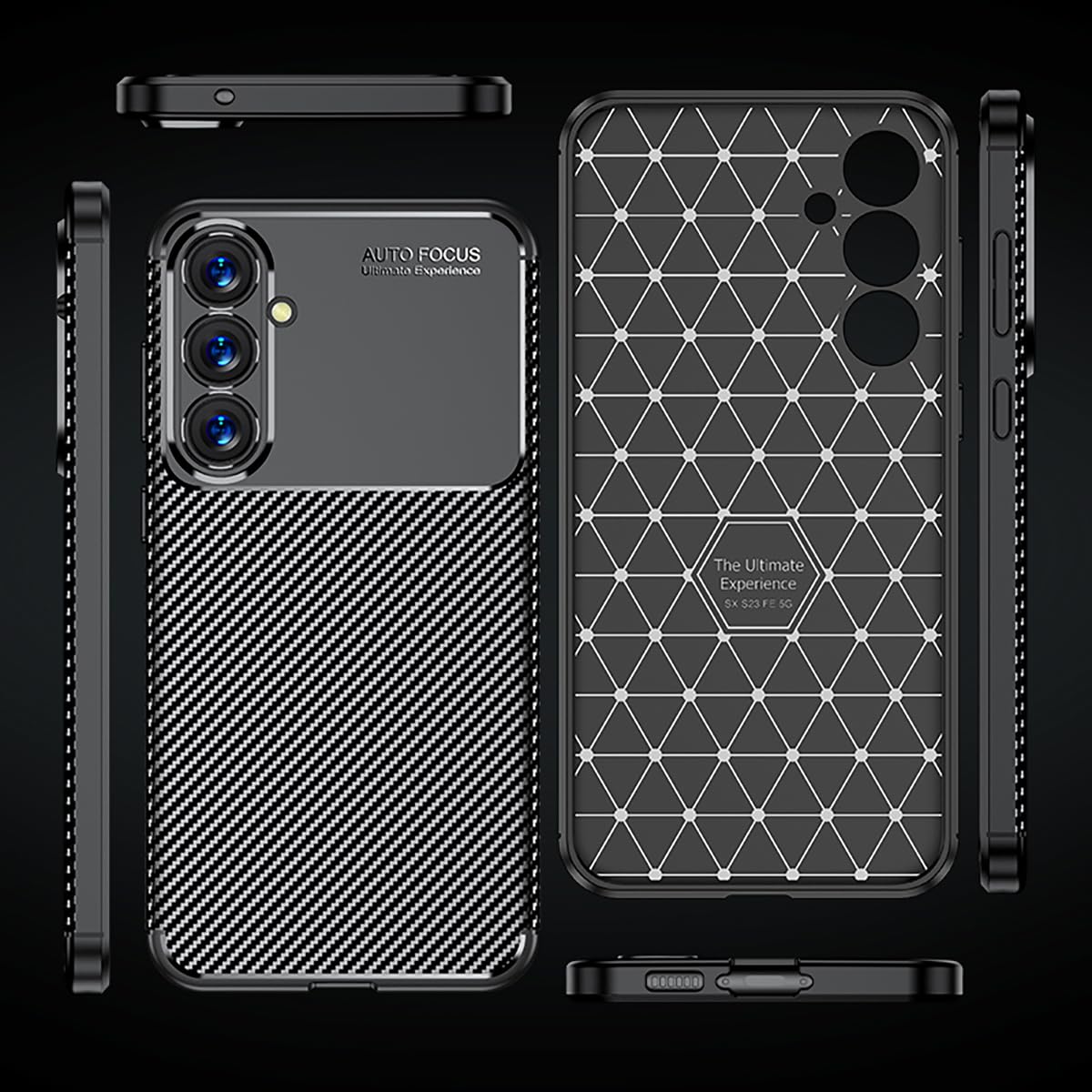 Funda Protectora QWYJ Negro con Textura de Fibra de Carbono para Samsung Galaxy S23 FE