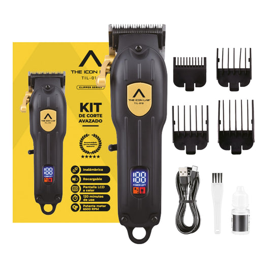 Rasuradora THE ICON LAB Inalámbrica LCD Motor 6500 RPM Cuchillas Autoafilables 120 Min Batería 1800mAh Recargable USB con Gancho para Hombre