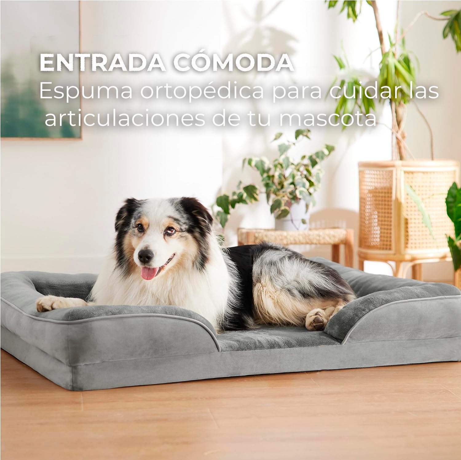 Cama para Perro OGAGU Gris Extra Grande Transpirable e Impermeable con Soporte para Cabeza y Funda Lavable Antideslizante