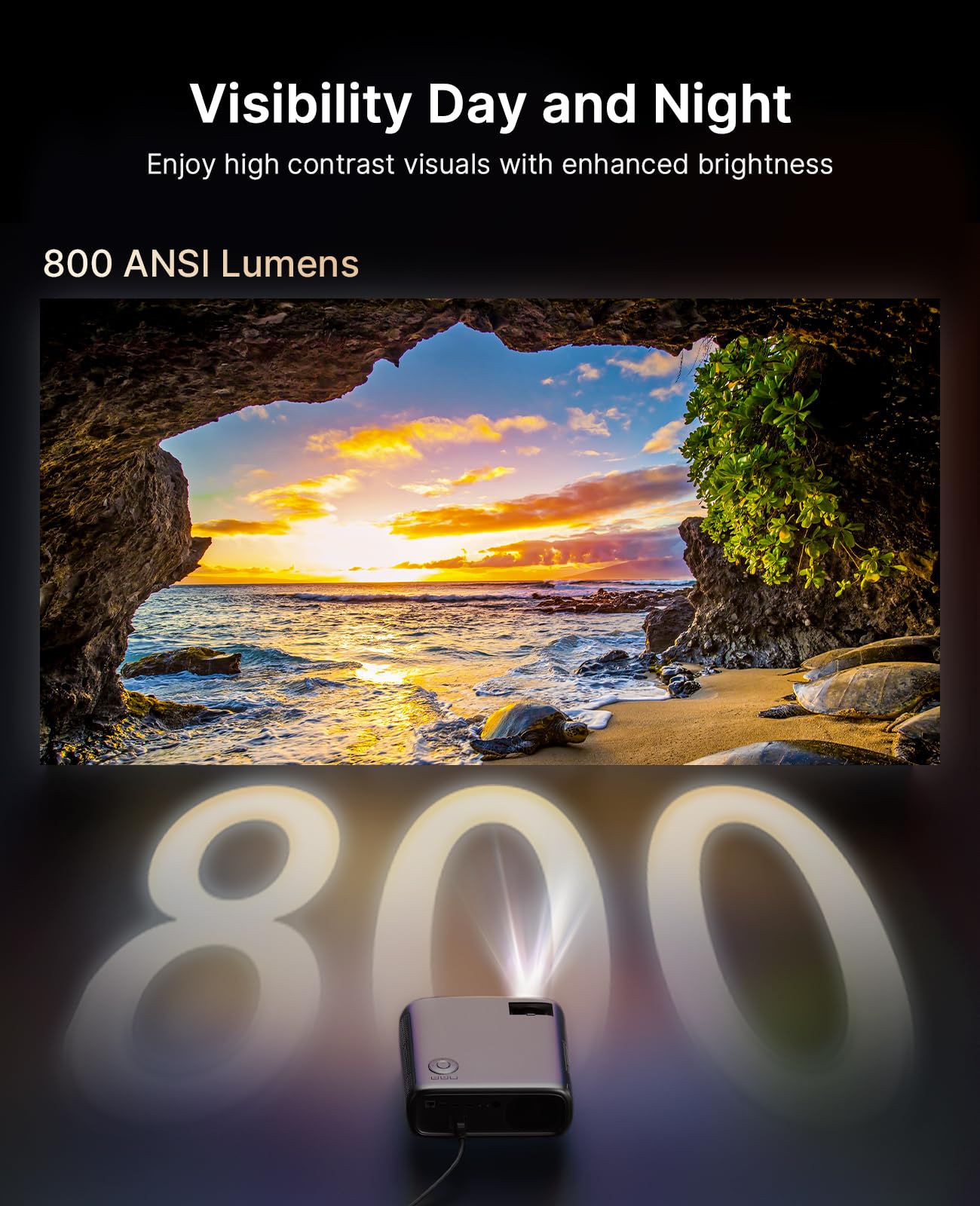 NexiGo PJ40 Pro Google TV Proyector, Native 1080p, soporte 4K, mejora de imagen AI, 800 lúmenes ANSI, proyector inteligente con piedra clave automática, altavoces de 20 W, control remoto