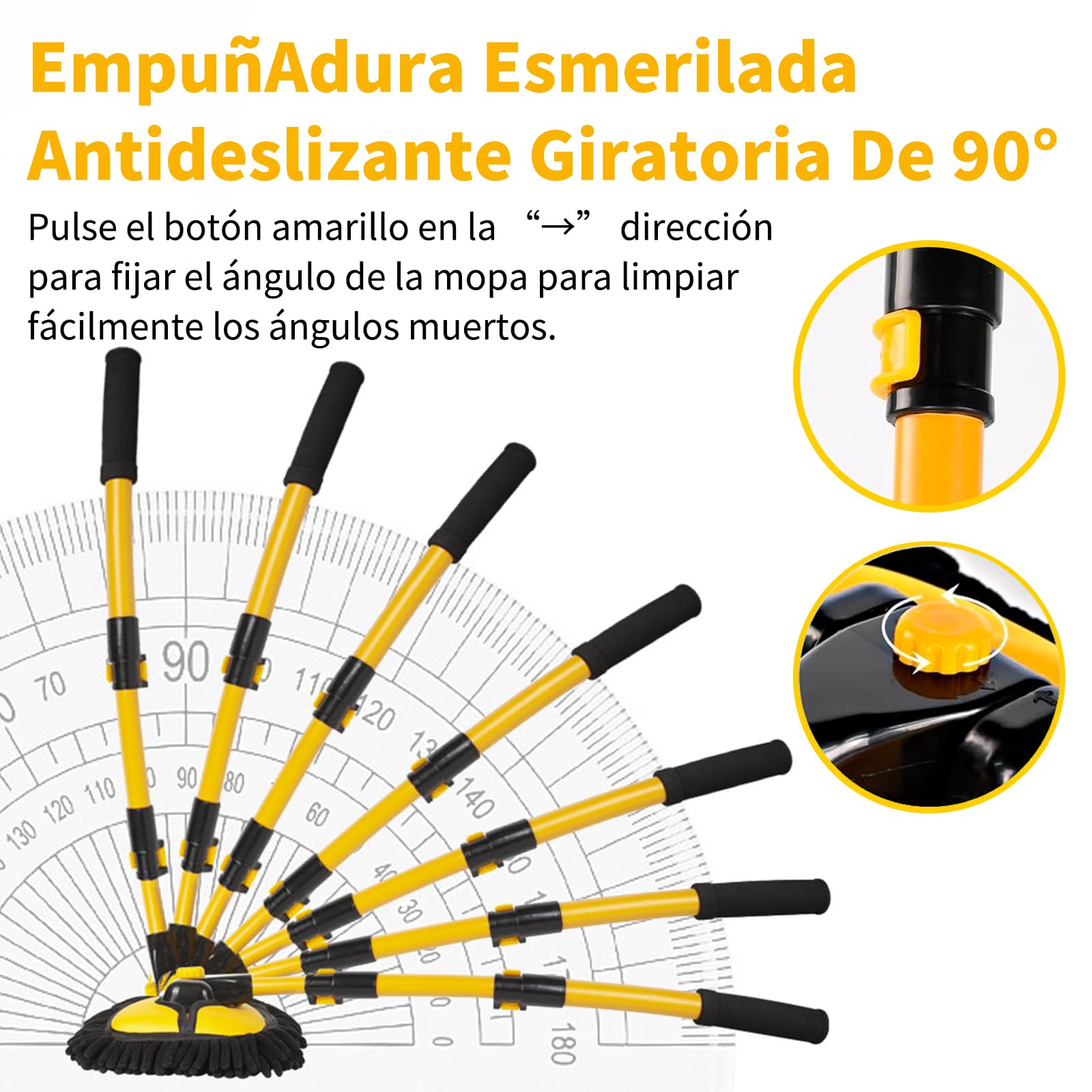 Benanei Cepillo para Lavar Carros Curvado 15°con Mango Largo, Kit de Limpieza para Auto, Chenilla Cepillo para Auto con Poste Extensible 50-120cm, para Lavar Coches, Limpiar Cristales, Fregar, Hogar