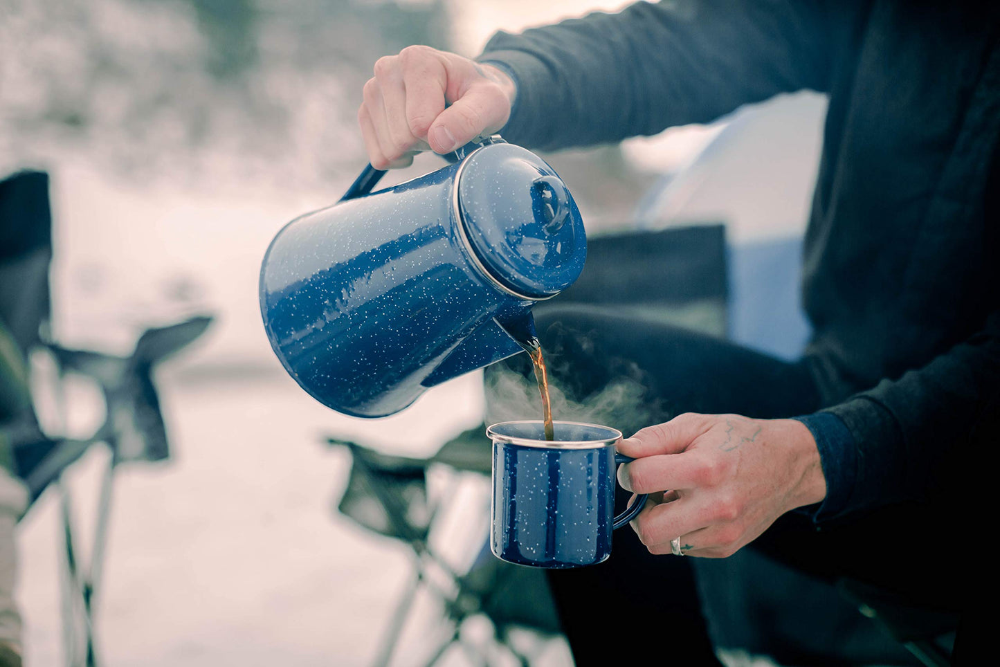 Cafetera Esmaltada Stansport Azul 8 Tazas
