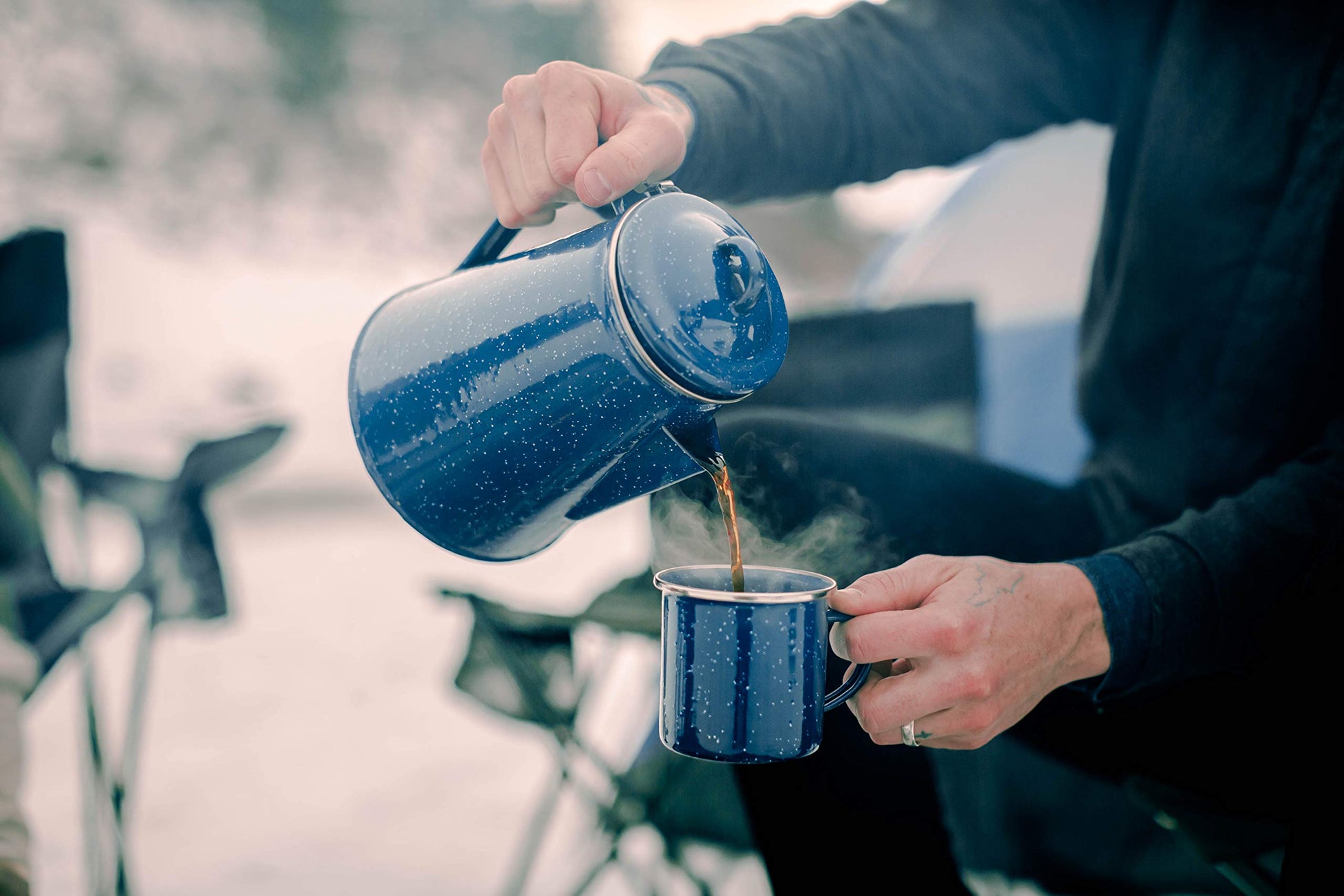 Cafetera Esmaltada Stansport Azul 8 Tazas