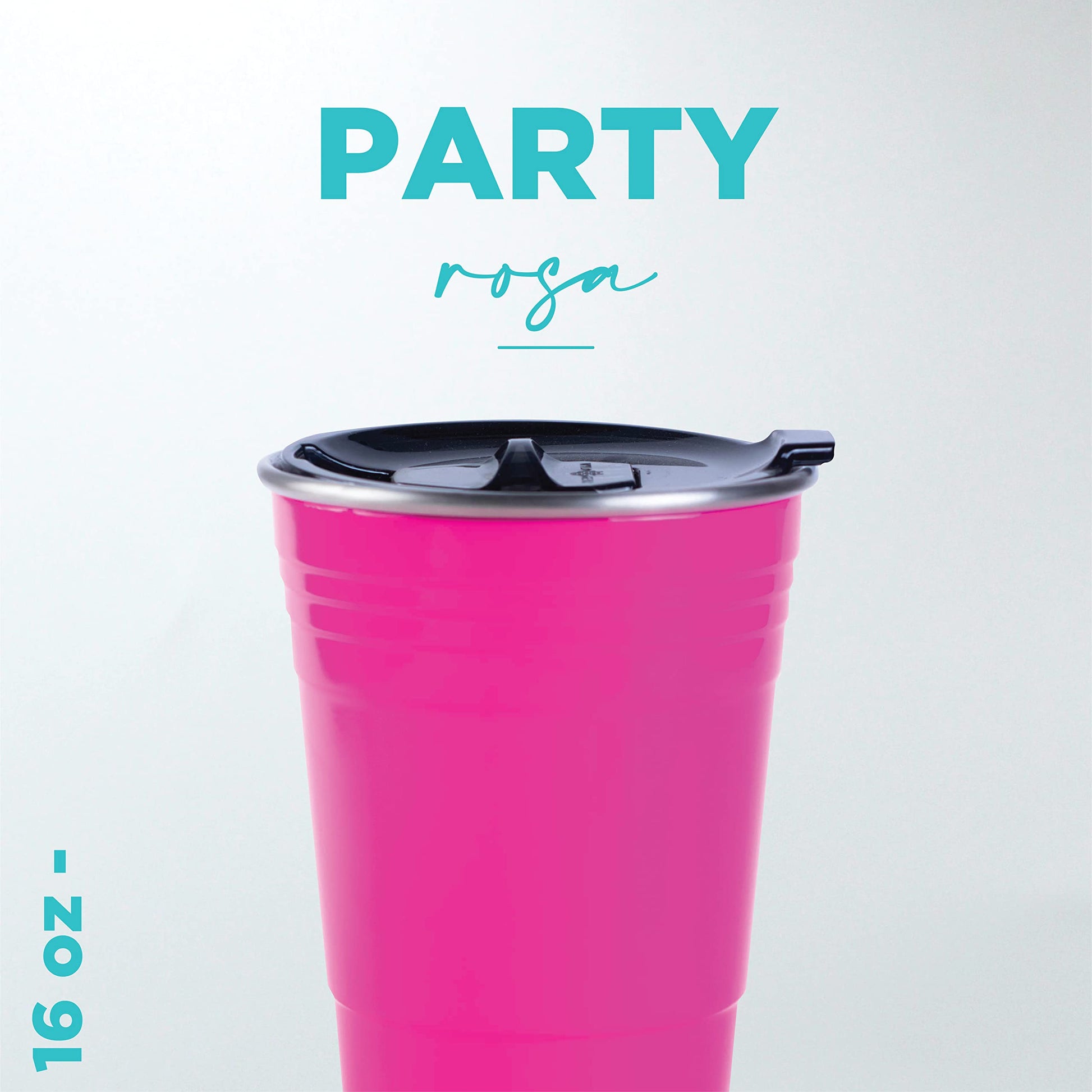 Termo Acero Inoxidable NORDAY Rosa con Tapa Antiderrame y Doble Pared Reutilizable 16oz 480ml