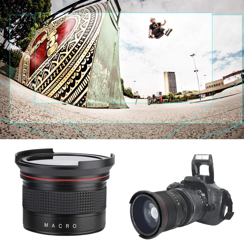 58mm 0.35X Ojo de pez, Lente súper Gran Angular para cámara Digital SLR/DSLR de 58 mm de Montaje con Tapa de Lente