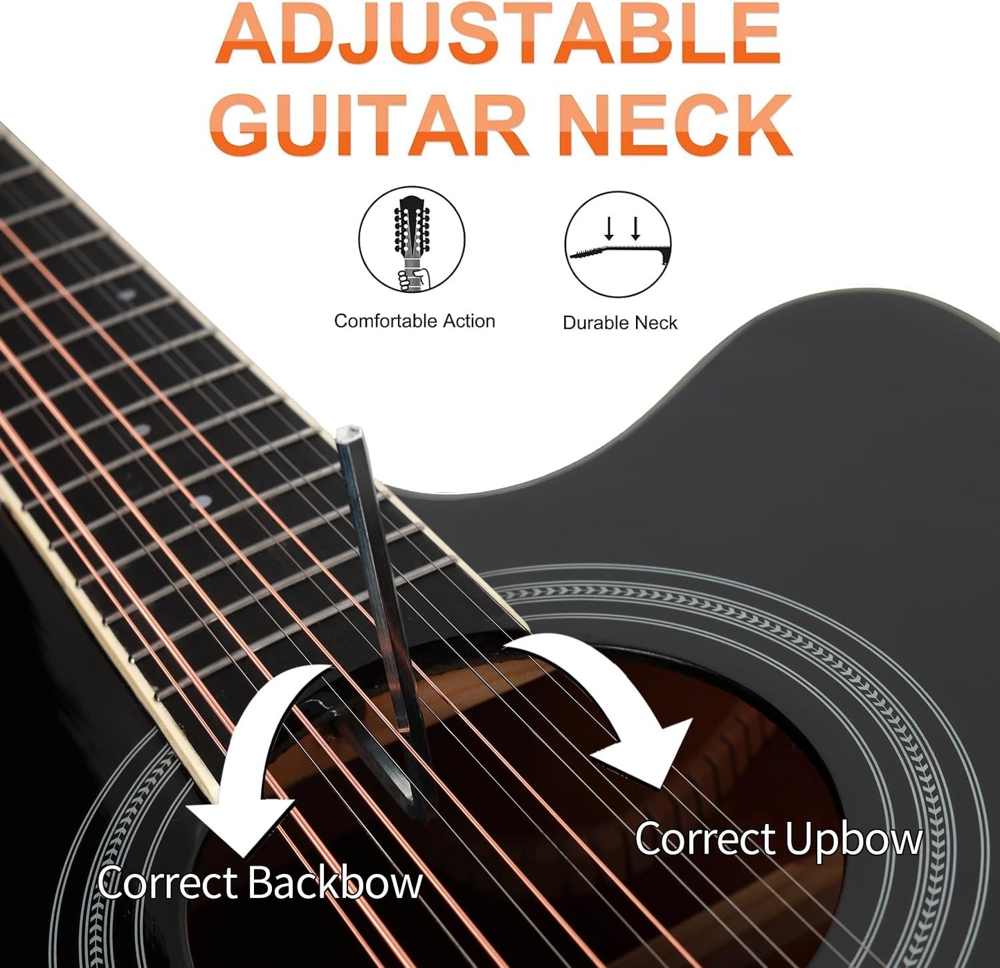 Jidyous Dreadnought Docerola 4/4 Guitarra Electroacústica 12 cuerdas con octavado, con Funda Acolchada, afinadores, Correas,cuerdas, paletas, capó, cable para guitarra, soul, para Principiantes