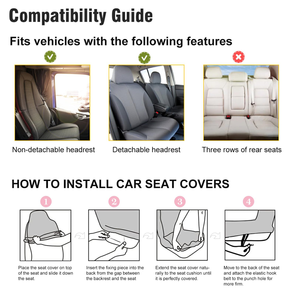 Juego de Fundas para Asiento de Coche GOODOLD Galaxy Horse, Negro, Fáciles de Instalar