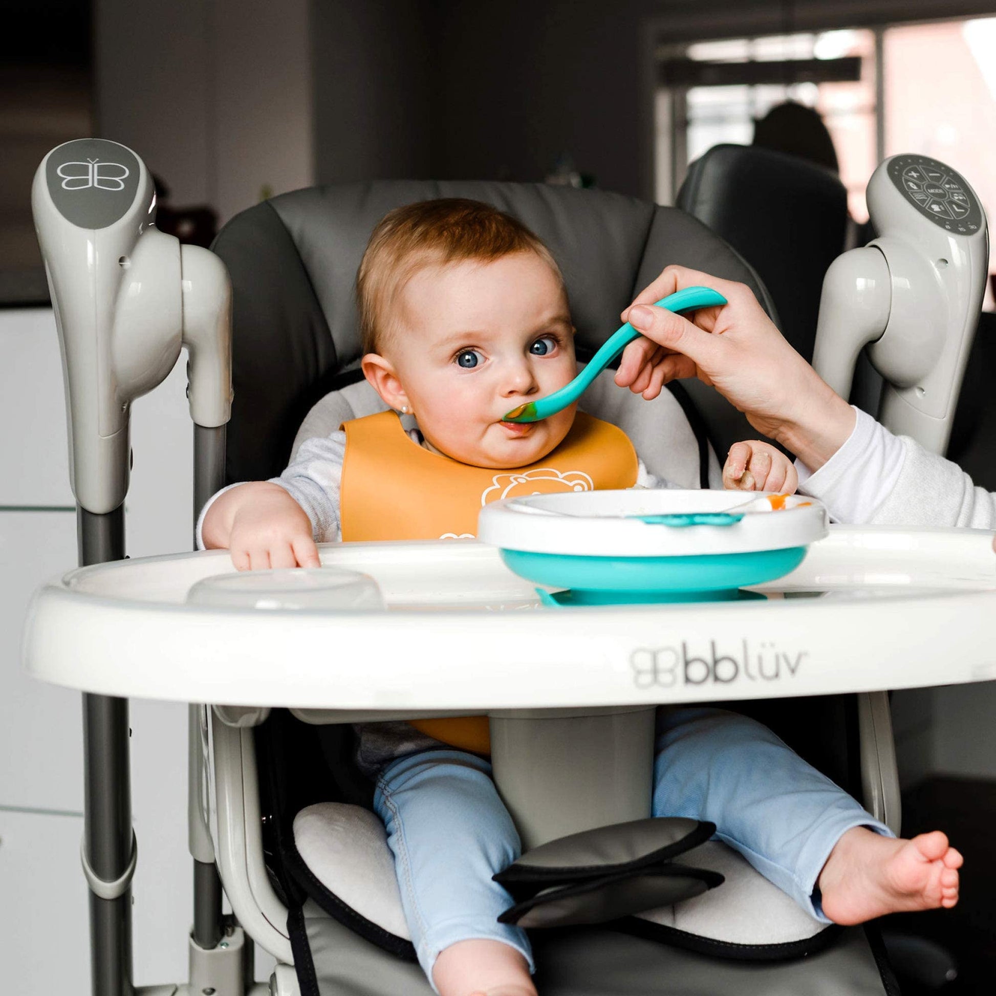 bblüv Plato Warm Feeding Plate for Baby, Aqua