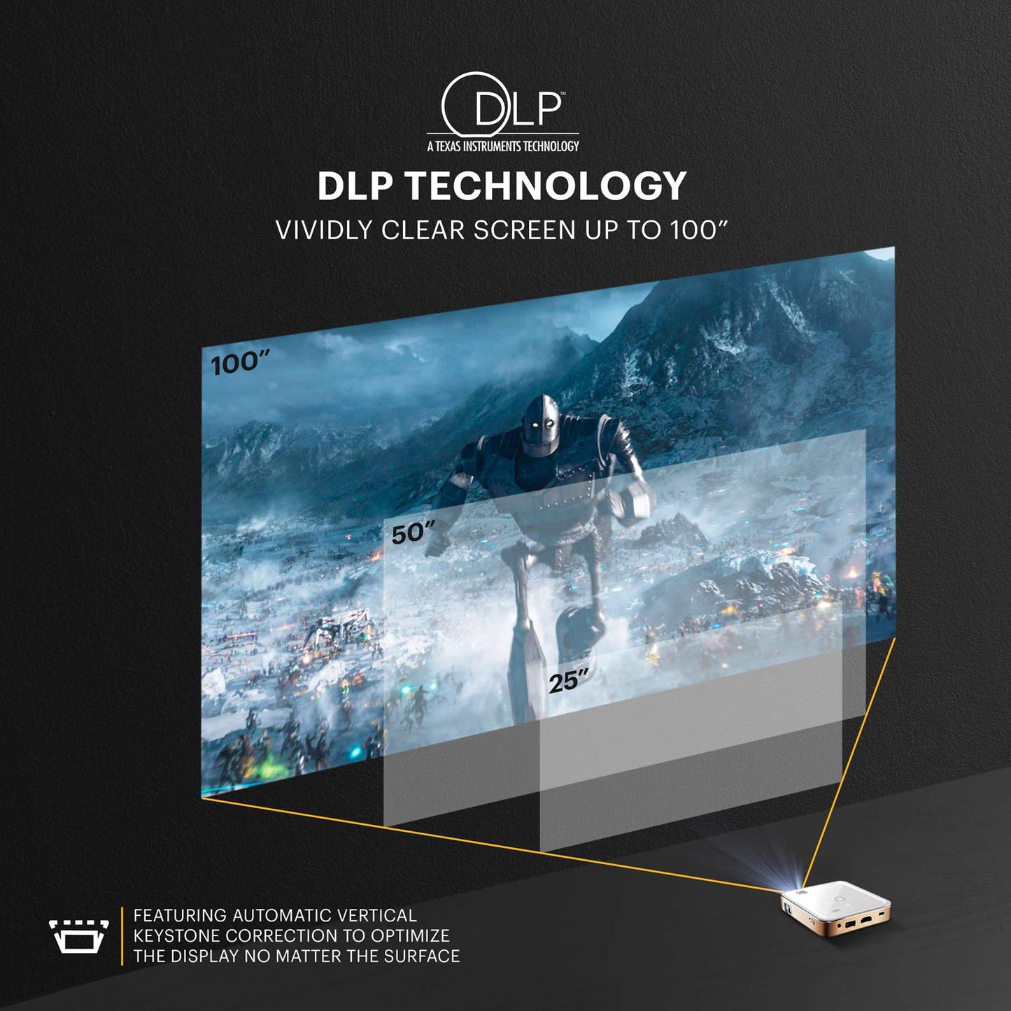 KODAK - Miniproyector de vídeo portátil Pocket Pico DLP 1080p HD LED, pantalla de 80 pulgadas, controles con botones táctiles, altavoz incorporado, batería recargable de 150 minutos, HDMI, USB y microSD